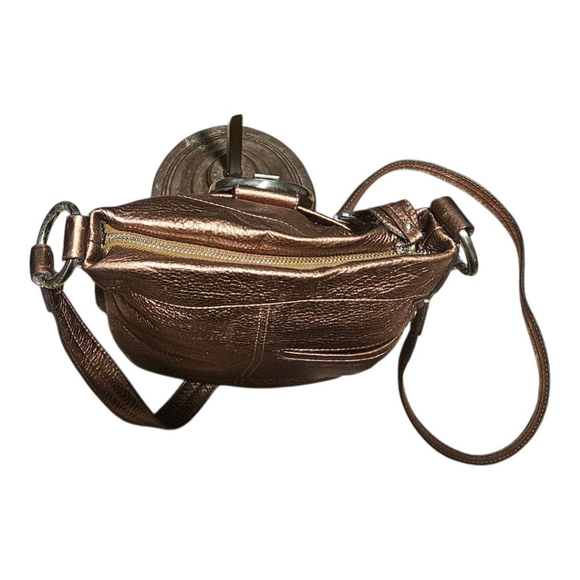B. Makowsky Metallic Bronze Genuine Leather Crossbody Bag – Silver Hardware - Picture 5 of 8